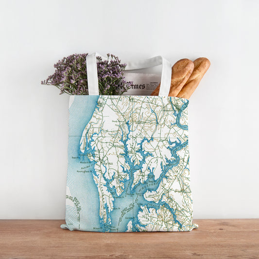 Rock Hall, MD Antique Map Tote
