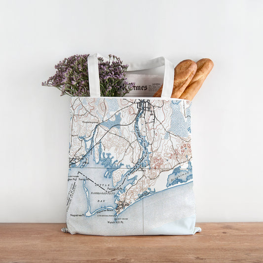 Watch Hill, RI Vintage Topo Map Tote