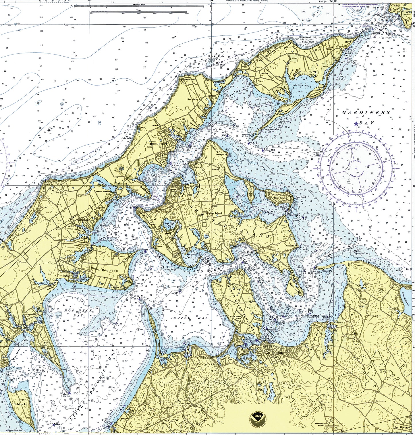 Southold, North Fork, NY Nautical Chart Shower Curtain