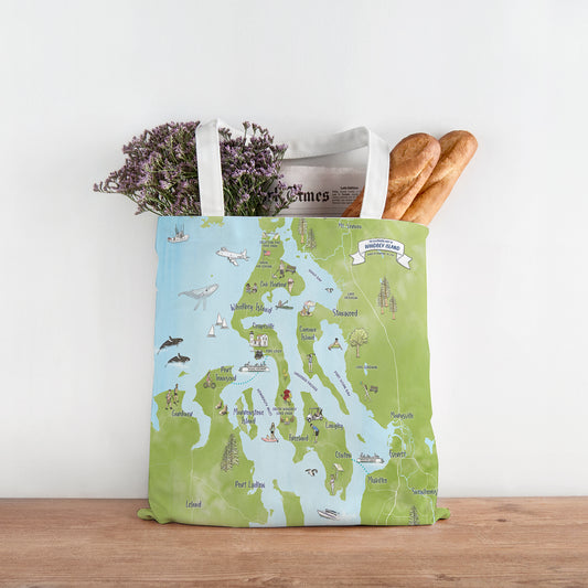 Whidbey Island Celeste Map Tote